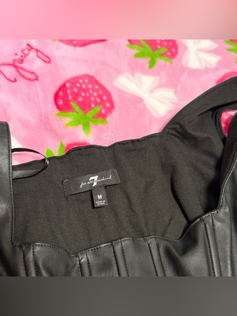 **7 For All Mankind Faux Leather Corset Tank Top Black Square Neck Size M** - Picture 4 of 6
